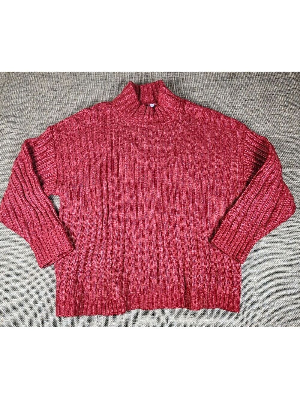 Time and Tru XXL Red Ribbed Turtleneck Sweater